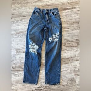 American Eagle Outfitters Dark Blue Distressed Boyfriend Jeans